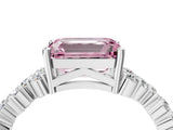 White gold Fancy Pink Emerald Cut Diamond Scattered Round Accent Ring with Prong Setting_16