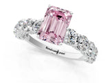 White gold Fancy Pink Emerald Cut Diamond Side Stone Engagement Ring with Four-Prong Setting_38