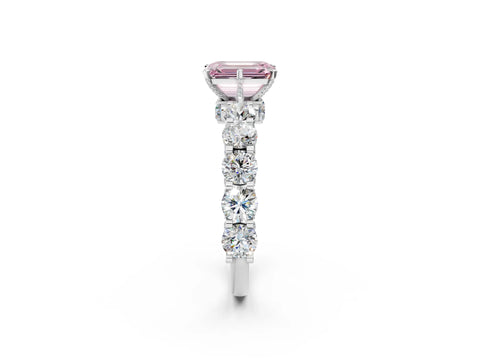 White gold Fancy Pink Emerald Cut Diamond Side Stone Engagement Ring with Four-Prong Setting_39