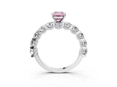 White gold Fancy Pink Emerald Cut Diamond Side Stone Engagement Ring with Four-Prong Setting_40