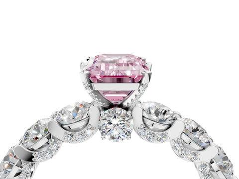 White gold Fancy Pink Emerald Cut Diamond Side Stone Engagement Ring with Four-Prong Setting_41