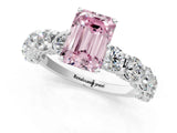 White gold Fancy Pink Emerald Cut Diamond Side Stone Engagement Ring with Four-Prong Setting_50