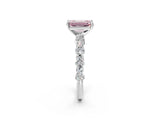 White gold Fancy Pink Emerald Cut Diamond Side Stone Solitaire Ring with Round  and Four-Prong Setting_152