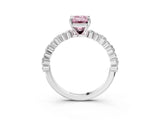 White gold Fancy Pink Emerald Cut Diamond Side Stone Solitaire Ring with Round  and Four-Prong Setting_153