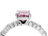 White gold Fancy Pink Emerald Cut Diamond Side Stone Solitaire Ring with Round  and Four-Prong Setting_154