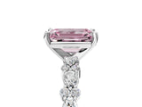 White gold Fancy Pink Emerald Cut Diamond Side Stone Solitaire Ring with Round  and Four-Prong Setting_155