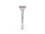 White gold Fancy Pink Emerald Cut Diamond Side Stone Solitaire Ring with Round  and Four-Prong Setting_26