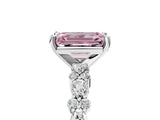 White gold Fancy Pink Emerald Cut Diamond Side Stone Solitaire Ring with Round  and Four-Prong Setting_29