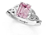 White gold Fancy Pink Emerald Cut Diamond Solitaire Celtic Knot Ring with Four-Prong Setting_67