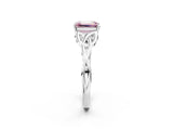 White gold Fancy Pink Emerald Cut Diamond Solitaire Celtic Knot Ring with Four-Prong Setting_74