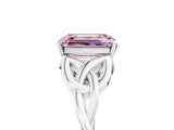 White gold Fancy Pink Emerald Cut Diamond Solitaire Celtic Knot Ring with Four-Prong Setting_77