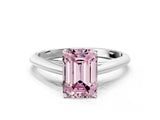 White gold Fancy Pink Emerald Cut Diamond Solitaire Engagement Ring with Cathedral Setting and Four-Prong Mount_189