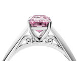White gold Fancy Pink Emerald Cut Diamond Solitaire Engagement Ring with Cathedral Setting and Four-Prong Mount_31