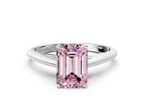 White gold Fancy Pink Emerald Cut Diamond Solitaire Engagement Ring with Cathedral Setting and Four-Prong Mount_49