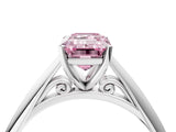 White gold Fancy Pink Emerald Cut Diamond Solitaire Engagement Ring with Cathedral Setting and Four-Prong Mount_53