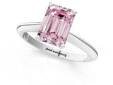 White gold Fancy Pink Emerald Cut Diamond Solitaire Engagement Ring with Classic Band and Four-Prong Setting_120