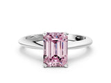 White gold Fancy Pink Emerald Cut Diamond Solitaire Engagement Ring with Classic Band and Four-Prong Setting_48