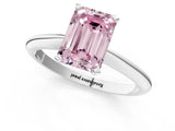White gold Fancy Pink Emerald Cut Diamond Solitaire Engagement Ring with Classic Band and Four-Prong Setting_49
