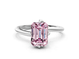 White gold Fancy Pink Emerald Cut Diamond Solitaire Engagement Ring with Four-Prong Setting and Classic Band_32