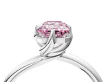 White gold Fancy Pink Emerald Cut Diamond Solitaire Engagement Ring with Four-Prong Setting and Classic Band_36
