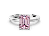 White gold Fancy Pink Emerald Cut Diamond Solitaire Engagement Ring with Round Band and Four-Prong Setting_179
