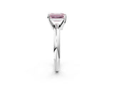 White gold Fancy Pink Emerald Cut Diamond Solitaire Engagement Ring with Round Band and Four-Prong Setting_181