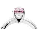 White gold Fancy Pink Emerald Cut Diamond Solitaire Engagement Ring with Round Band and Four-Prong Setting_183