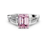 White gold Fancy Pink Emerald Cut Diamond Solitaire Engagement Ring with Twisted Pavé Band and Four-Prong Setting_92