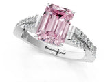 White gold Fancy Pink Emerald Cut Diamond Solitaire Engagement Ring with Twisted Pavé Band and Four-Prong Setting_93