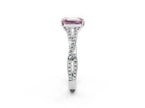 White gold Fancy Pink Emerald Cut Diamond Solitaire Engagement Ring with Twisted Pavé Band and Four-Prong Setting_94