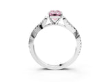 White gold Fancy Pink Emerald Cut Diamond Solitaire Engagement Ring with Twisted Pavé Band and Four-Prong Setting_94