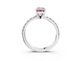 White gold Fancy Pink Emerald Cut Diamond Solitaire Pavé Engagement Ring with Round Band and Prong Setting_58