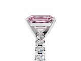 White gold Fancy Pink Emerald Cut Diamond Solitaire Pavé Engagement Ring with Round Band and Prong Setting_60