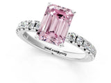 White gold Fancy Pink Emerald Cut Diamond Solitaire Pavé Engagement Ring with Round Band and Prong Setting_62