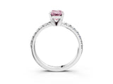 White gold Fancy Pink Emerald Cut Diamond Solitaire Pavé Engagement Ring with Round Band and Prong Setting_64