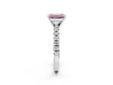 White gold Fancy Pink Emerald Cut Diamond Solitaire Pavé Engagement Ring with Round Band and Prong Setting_87
