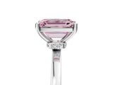 White gold Fancy Pink Emerald Cut Diamond Solitaire Ring with Classic Band and Four-Prong Setting_5