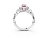 White gold Fancy Pink Emerald Cut Diamond Solitaire Ring with Filigree Band and Four-Prong Setting_80
