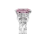 White gold Fancy Pink Emerald Cut Diamond Solitaire Ring with Filigree Band and Four-Prong Setting_89