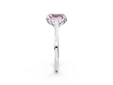 White gold Fancy Pink Emerald Cut Diamond Solitaire Ring with Flower Prong Setting and Classic Band_109