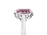 White gold Fancy Pink Emerald Cut Diamond Solitaire Ring with Flower Prong Setting and Classic Band_112