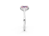 White gold Fancy Pink Emerald Cut Diamond Solitaire Ring with Flower Prong Setting and Classic Band_15