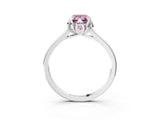 White gold Fancy Pink Emerald Cut Diamond Solitaire Ring with Flower Prong Setting and Classic Band_16