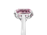 White gold Fancy Pink Emerald Cut Diamond Solitaire Ring with Flower Prong Setting and Classic Band_18