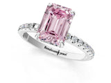 White gold Fancy Pink Emerald Cut Diamond Solitaire Ring with Four-Prong Setting and Pavé Band_4