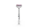 White gold Fancy Pink Emerald Cut Diamond Solitaire Ring with Four-Prong Setting and Pavé Band_5