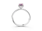 White gold Fancy Pink Emerald Cut Diamond Solitaire Ring with Four-Prong Setting and Pavé Band_6