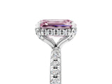 White gold Fancy Pink Emerald Cut Diamond Solitaire Ring with Four-Prong Setting and Pavé Band_8
