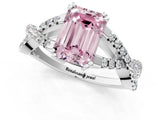 White gold Fancy Pink Emerald Cut Diamond Solitaire Ring with Four-Prong Setting and Twisted Pavé Band_35