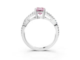 White gold Fancy Pink Emerald Cut Diamond Solitaire Ring with Four-Prong Setting and Twisted Pavé Band_37